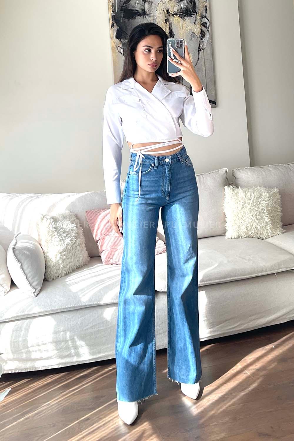 Light Blue Denim High Waist Denim Pants