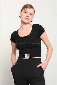 Black Pool Neck Combed Fabric Unprinted Dresess