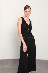 Black Pool Neck Combed Fabric Unprinted Dresess