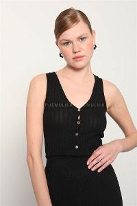 Black Pool Neck Combed Fabric Unprinted Dresess