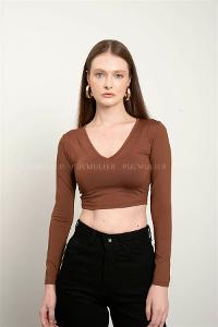 Brown Pool Neck Combed Fabric Unprinted Dresess