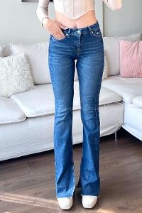 Dark Blue Denim High Waist Denim Pants