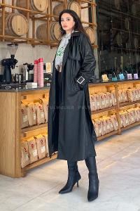 Black Long Arm Without Accessories Cotton Fabric Trench Coat