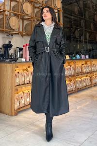 Black Long Arm Without Accessories Cotton Fabric Trench Coat