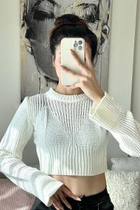 White Medium Crew Neck Long Arm Jumper