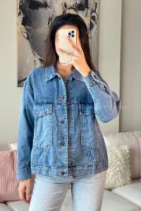 Denim Blue Shirt Collar Long Arm Denim Denim Jacket