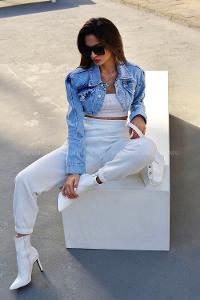 Light Blue Shirt Collar Long Arm Denim Denim Jacket