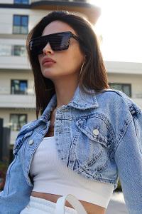 Light Blue Shirt Collar Long Arm Denim Denim Jacket