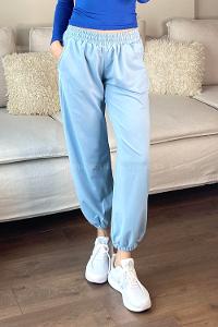 Baby Blue Elastic Trousers Elastic Waist Regular Cut Bottom Tracksuit