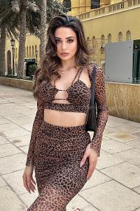 Leopard Crew Neck Long Arm Without Accessories Cotton Elastic Trousers Comfortable Suit