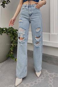 Ice Blue Denim High Waist Denim Pants