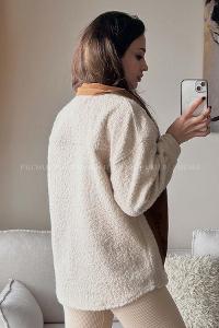 Beige Hood Neck Long Arm Coat