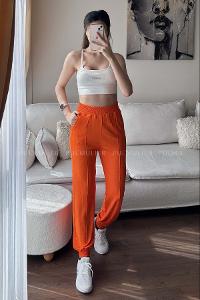 Orange Regular Trousers High Waist Regular Cut Bottom Tracksuit