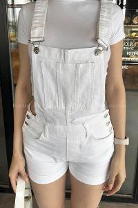 White Shirt Collar Denim Unprinted Overalls