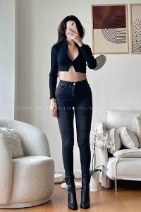 Smoked Denim High Waist Denim Pants