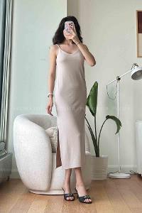 Stone Normal Neck Cotton Fabric Unprinted Dresess