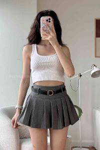 Anthracite Cotton Unprinted Skirt