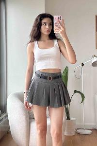 Anthracite Cotton Unprinted Skirt