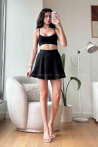 Black Cotton Unprinted Skirt