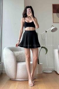 Black Cotton Unprinted Skirt