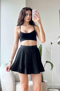 Black Cotton Unprinted Skirt